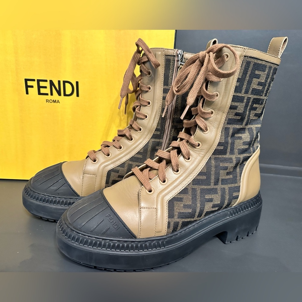 Fendi Tessuto Biker Boots Size 40